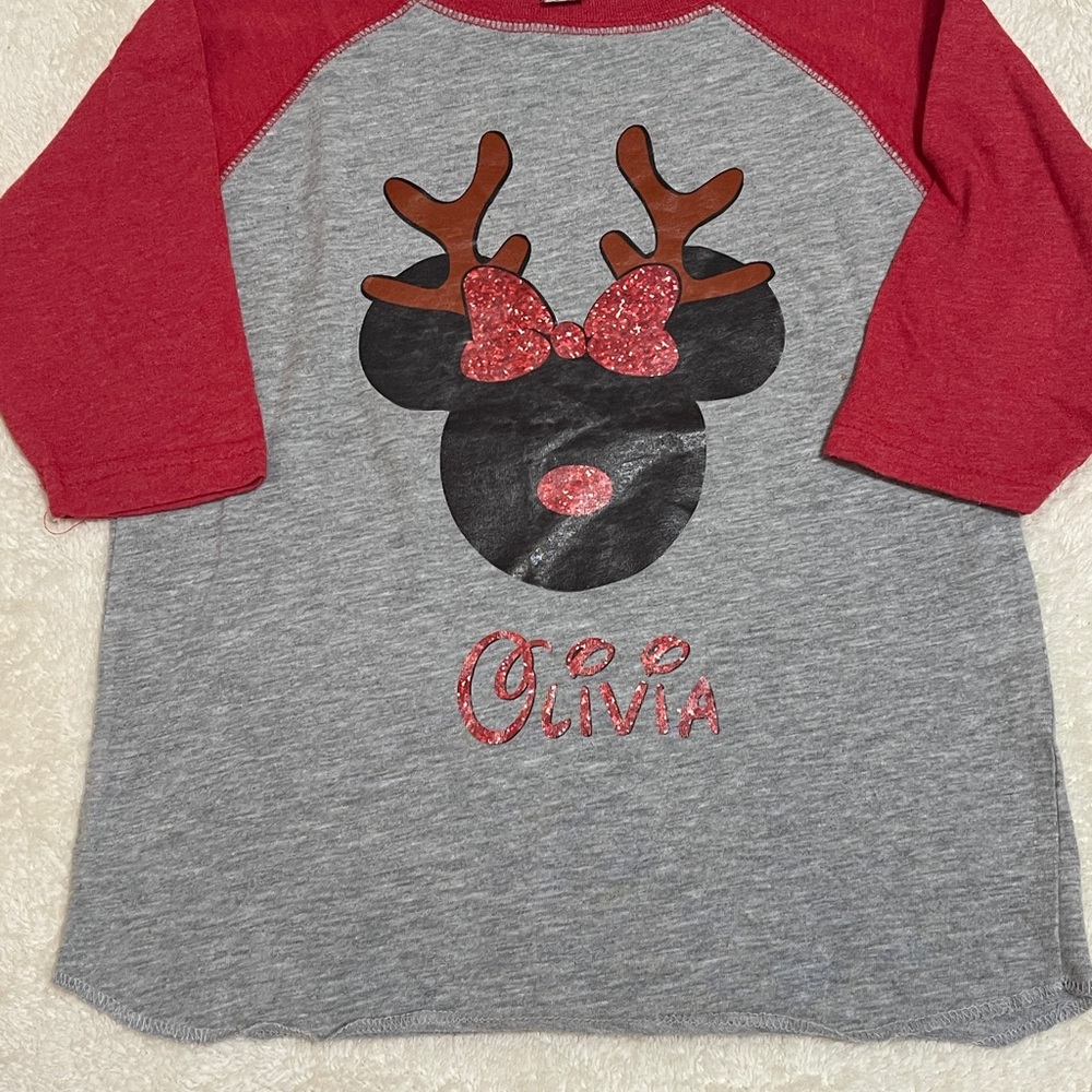 Minnie Mouse Custom Christmas Tee with “Olivia” monogram